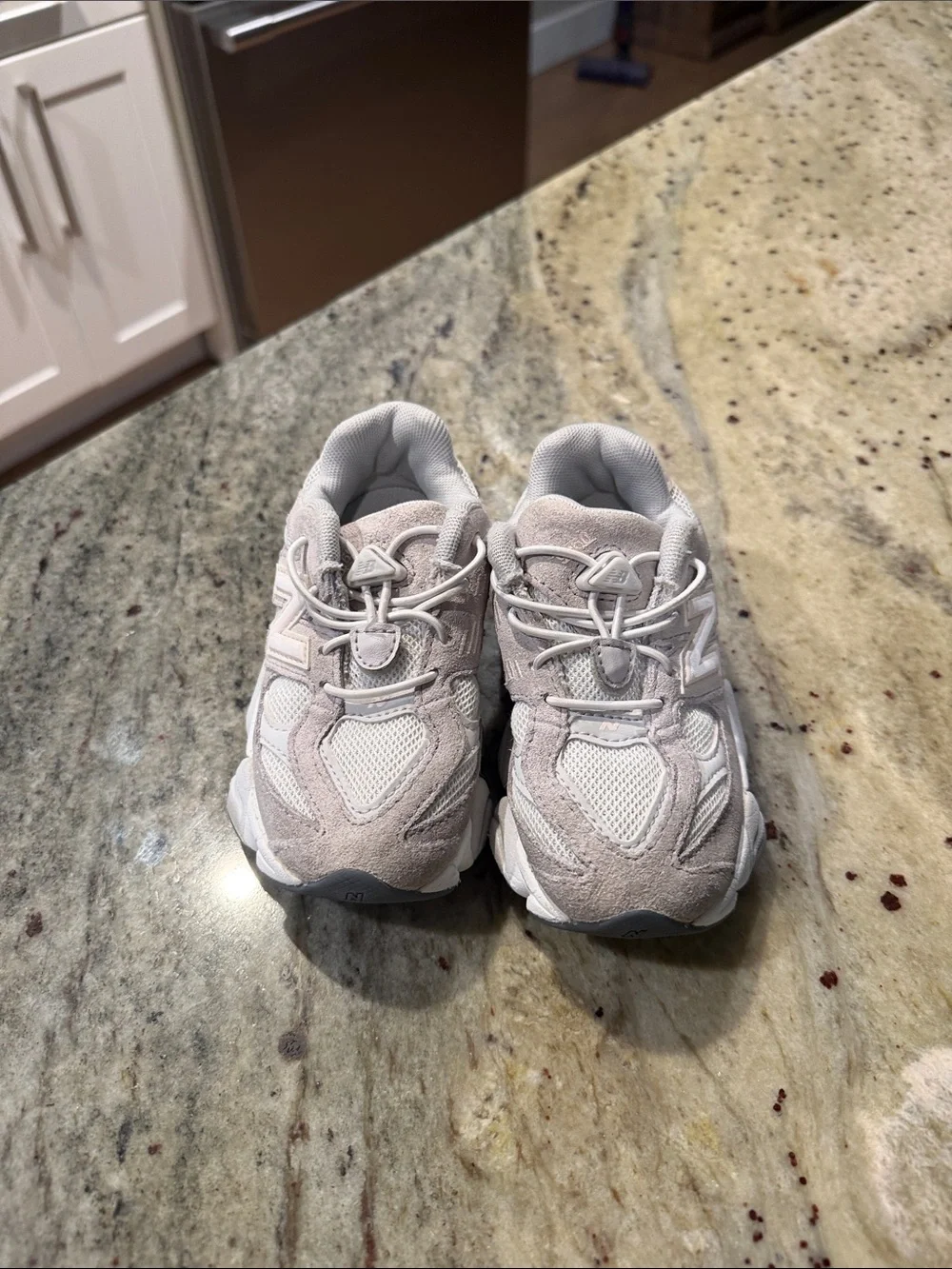 New Balance Kids Light Gray and White Chunky Sneakers